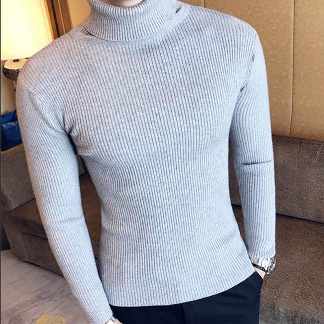 Winter High Neck Thick Warm Sweater Men Turtleneck Sweaters Slim Fit Pullover Men Knitwear Male Double Collar 8414973665#