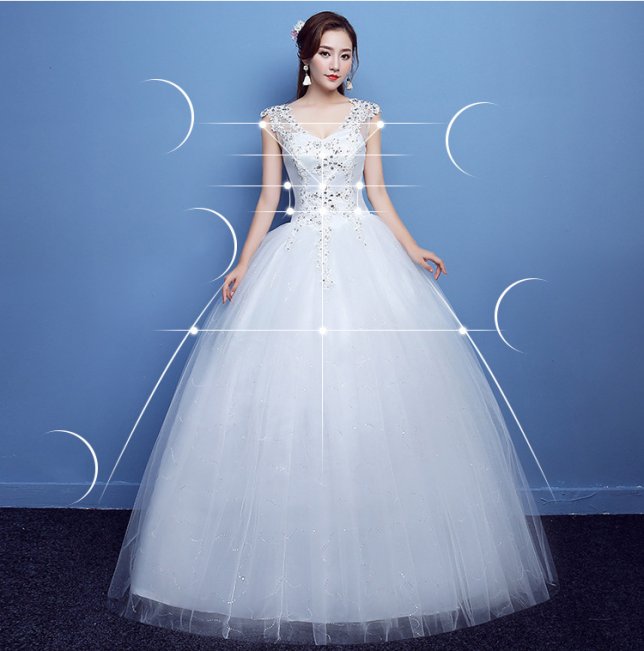 Plus Size V Neck Beads Ball Gown Empire Wedding Dresses Floor Length Maternity Wedding Gowns #8434073231