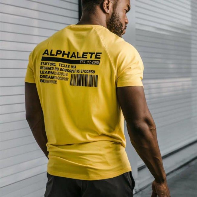 ALPHALETE Men Summer Gyms Casual T Shirt Crossfit Fitness Bodybuilding Muscle Male Short Sleeve T-Shirts Cotton Tops Clothing 8463607670#