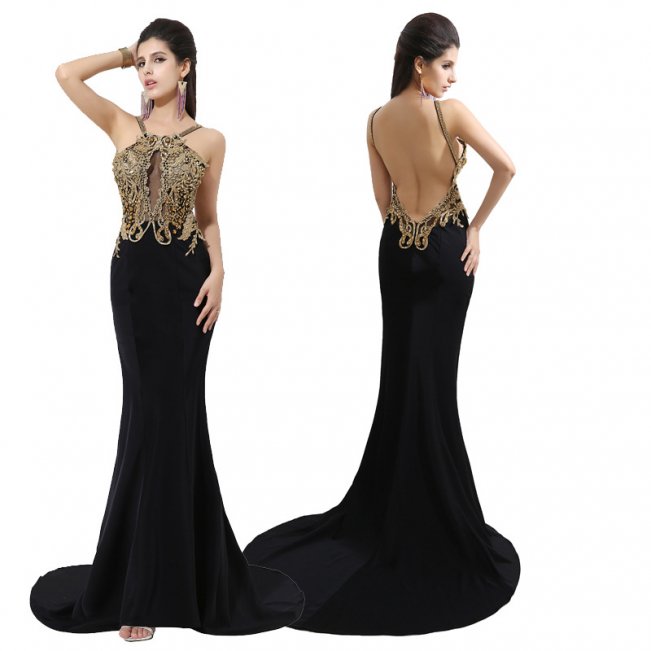 Halter Backless Wedding Evening Prom Dresses 8482697819#