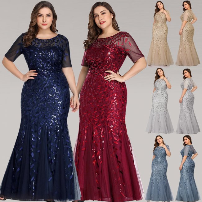 Real Image Plus Size Floral-Beaded Gowns 8484615252#