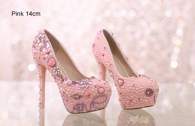 Pink Ivory Red Bridal Wedding Dress Shoes Handmade Women's Dress Shoes Luxury Pearls Rhinestones #8511559319