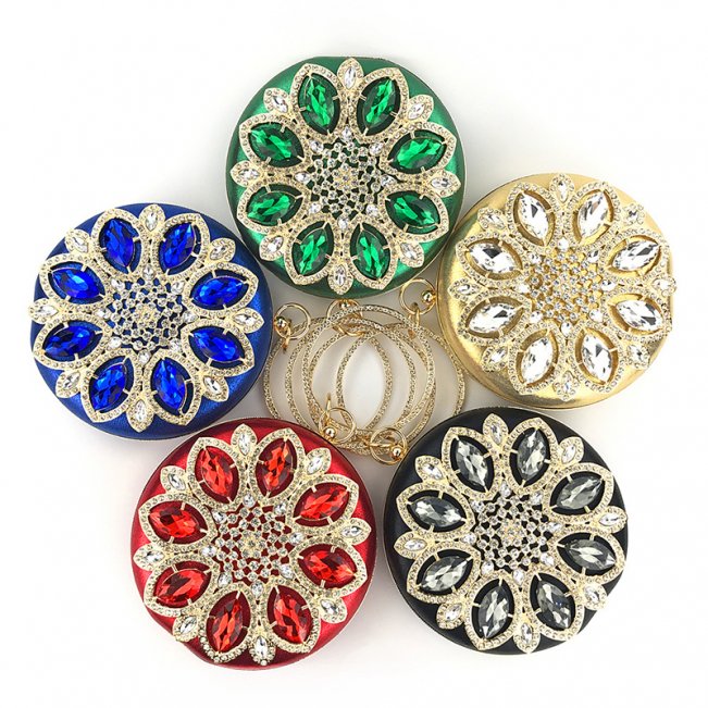 Sparkling Rhinestone Round Shape Bags #88211591134