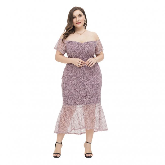 Plus Size Off The Shoulder Hi-Lo Wedding Guest Dress #88211592131