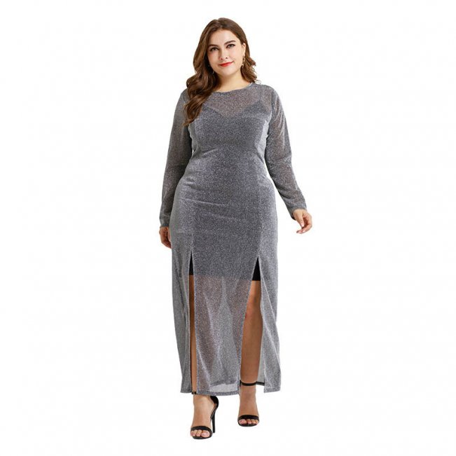 Sparkly Knit M-Slit Maxi Dress Plus #88211592139