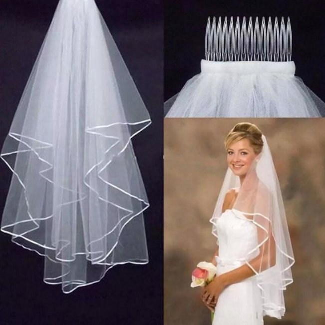 Two-Layer Bridal Veils With Comb 88211592210#