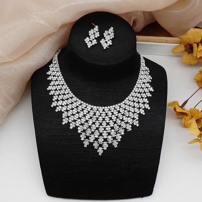 Sparkling Necklace Earrings Jewelry Set #88211592218