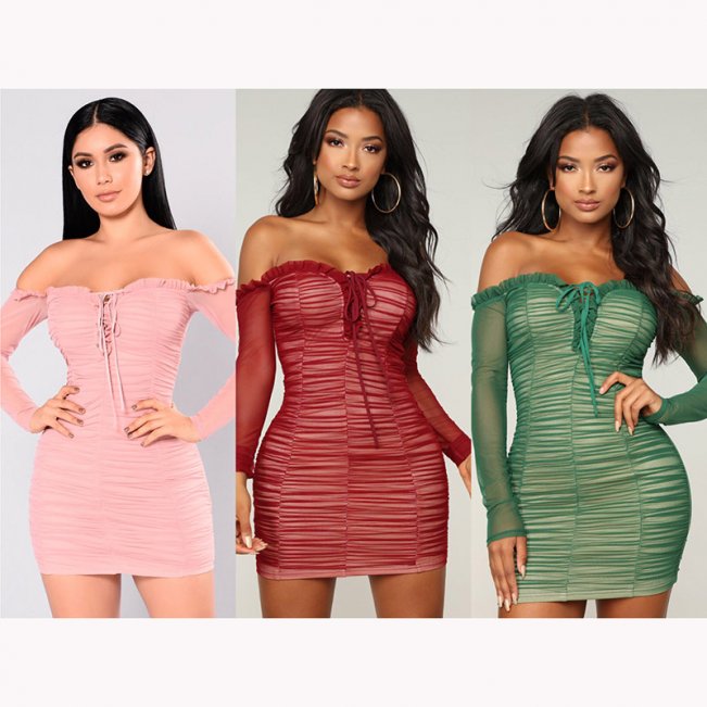 Off Shoulder Ruched Bodycon Dresses 88211592277#