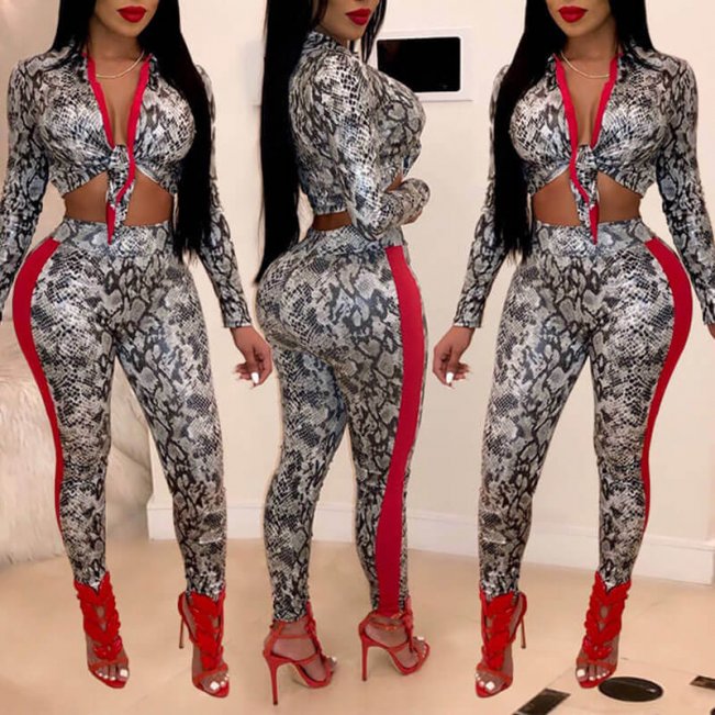 Snakeskin Print Jumpsuit for Women 88211592329#