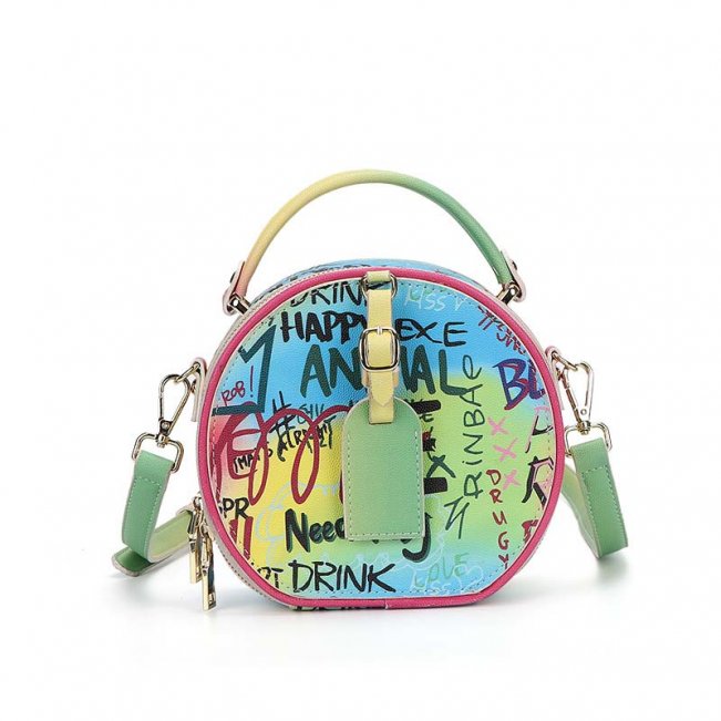 Graffiti Handbag Circle Bag 88211592392#