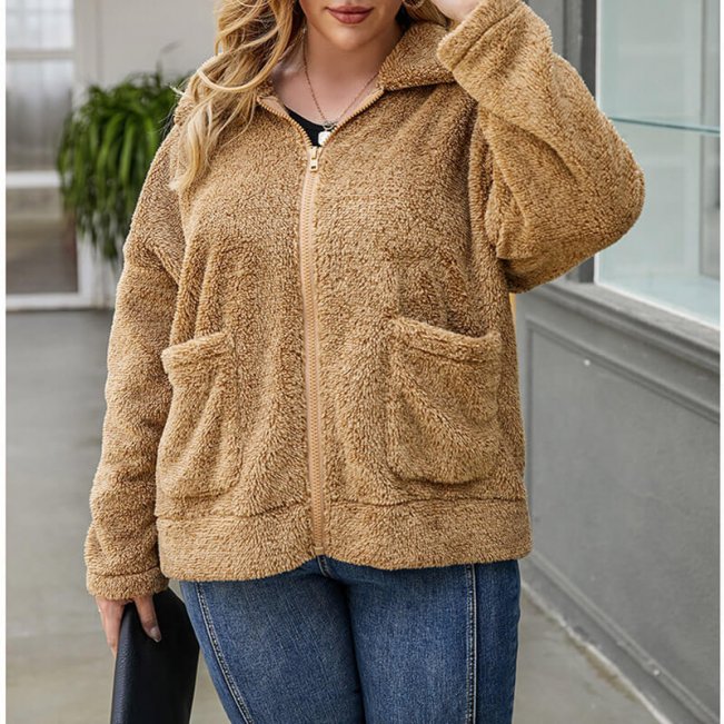 Plus Size Teddy Jacket 88211592404#