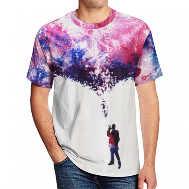 3D Graphic Starry Night Print Tee 88211592519#