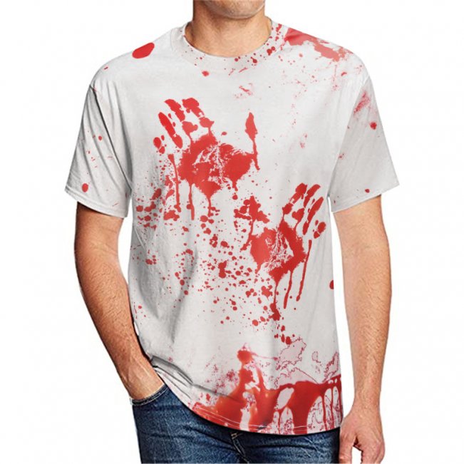 3D Bloody Hand Print Tee 88211592520#