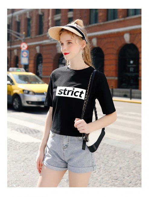 Women Print T Shirt Women Letter Top Summer Short Sleeve Shirt Casual Fashion T-shirt Cotton T shirts Ladies Tee 8888505934#