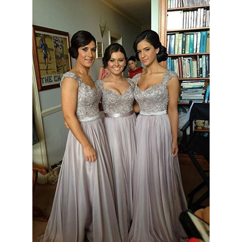 Sweetheart Chiffon Floor Length Bridesmaid Dress Maid of Honor Gowns Custom Made Color And Size 8394453638#