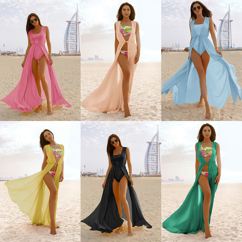 Deep V Neck Summer Beach Wear Floor Length Kimono 8396238877#