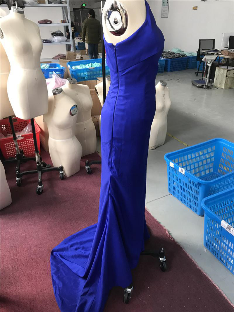 Royal Blue One Shoulder Mermaid Bridesmaid Dresses Sweep Train Wedding Guest Gowns Maid Of Honor Dress Plus Size 8402461652#