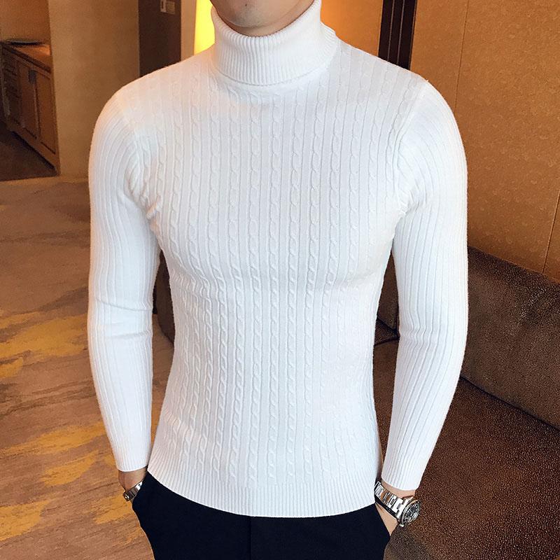 Winter High Neck Thick Warm Sweaters Men Turtleneck Brand New Sweaters Slim Fit Pullover 8414973663#
