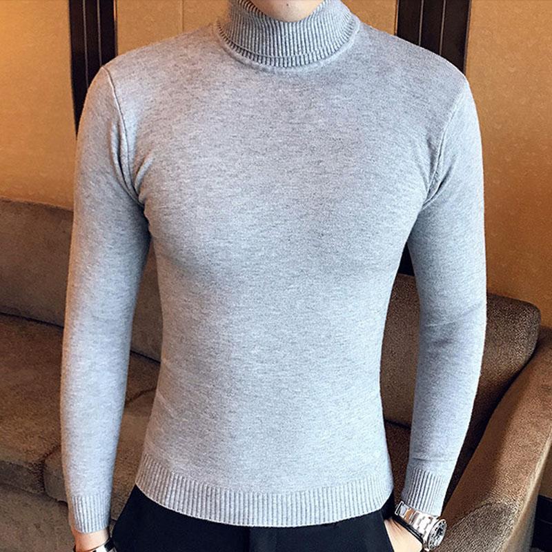 High Neck Thick Warm Sweater Men Turtleneck Brand New Sweaters Slim Fit Pullover Men Knitwear 8414973664#