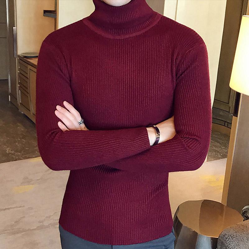 Winter High Neck Thick Warm Sweater Men Turtleneck Sweaters Slim Fit Pullover Men Knitwear Male Double Collar 8414973665#