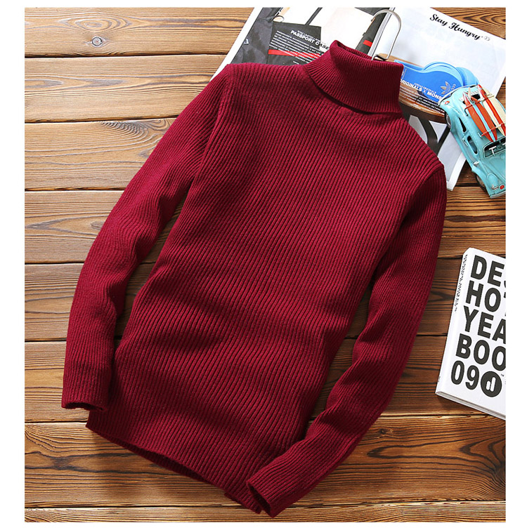Winter High Neck Thick Warm Sweater Men Turtleneck Sweaters Slim Fit Pullover Men Knitwear Male Double Collar 8414973665#