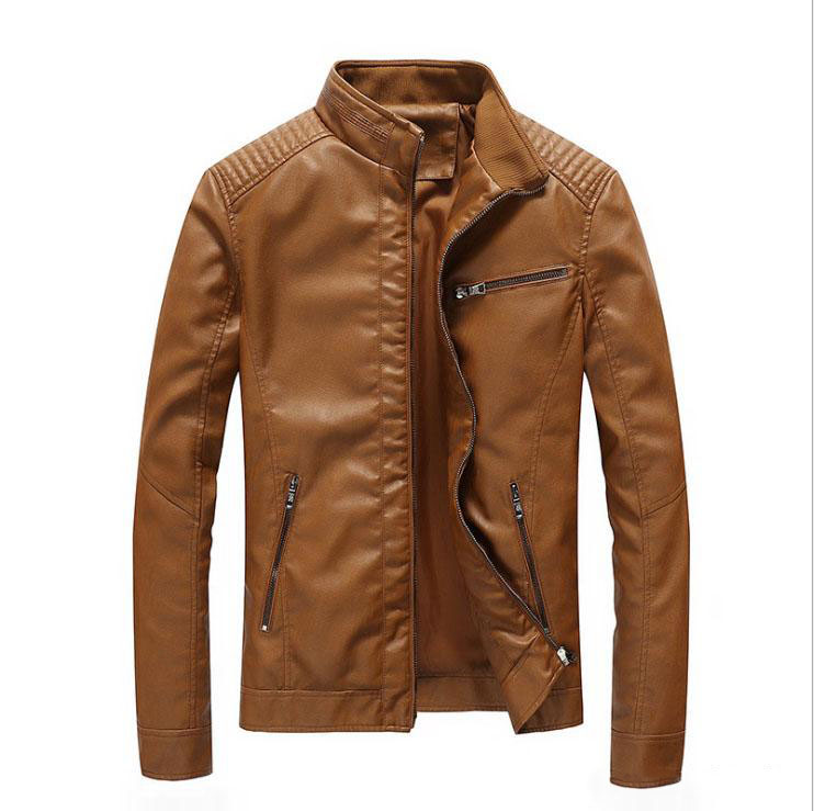 New Spring Autumn Men Standard Europe USA Size Leather Jacket Black Leather Biker Jacket Rock And Roll Jacket For Man 8443756938#