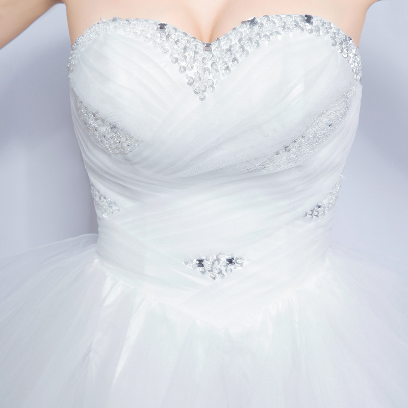 Hi-Lo Wedding Gowns Beaded Sequins Sweetheart Sleeveless Ball Gown Wedding Dresses 8470351616#