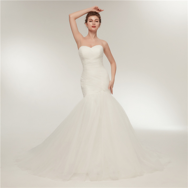 Elegant Strapless Trumpet Wedding Dresses 8493469258#