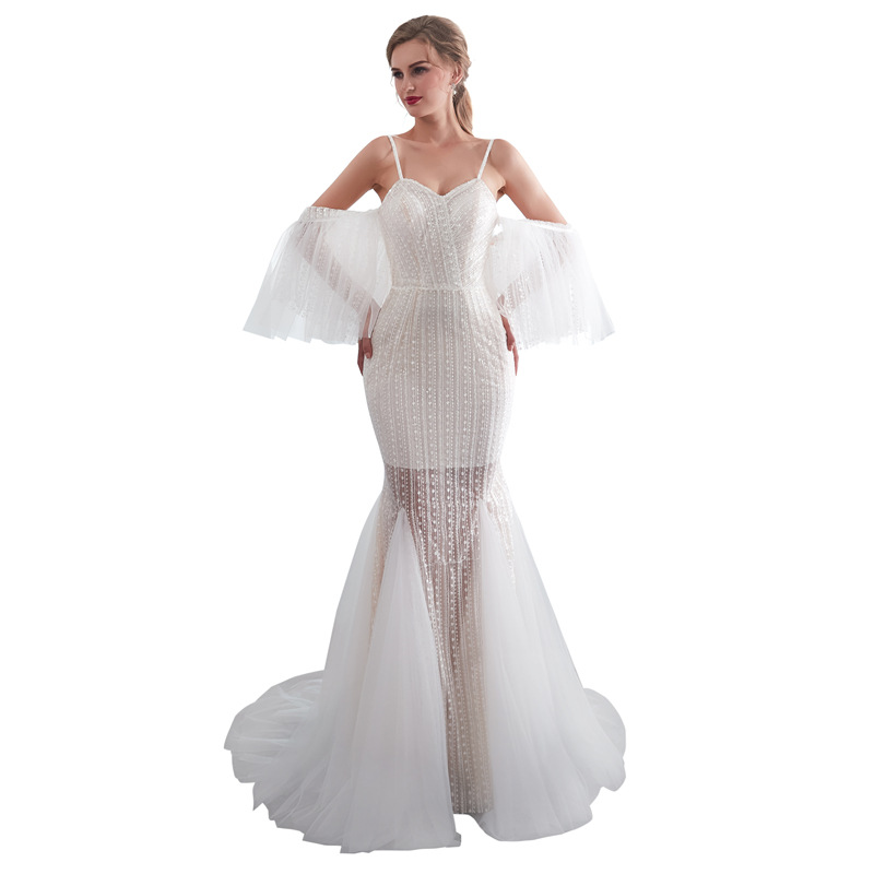 Sparkling Major Beading Embroidery Mermaid Wedding Dresses 8496442504#