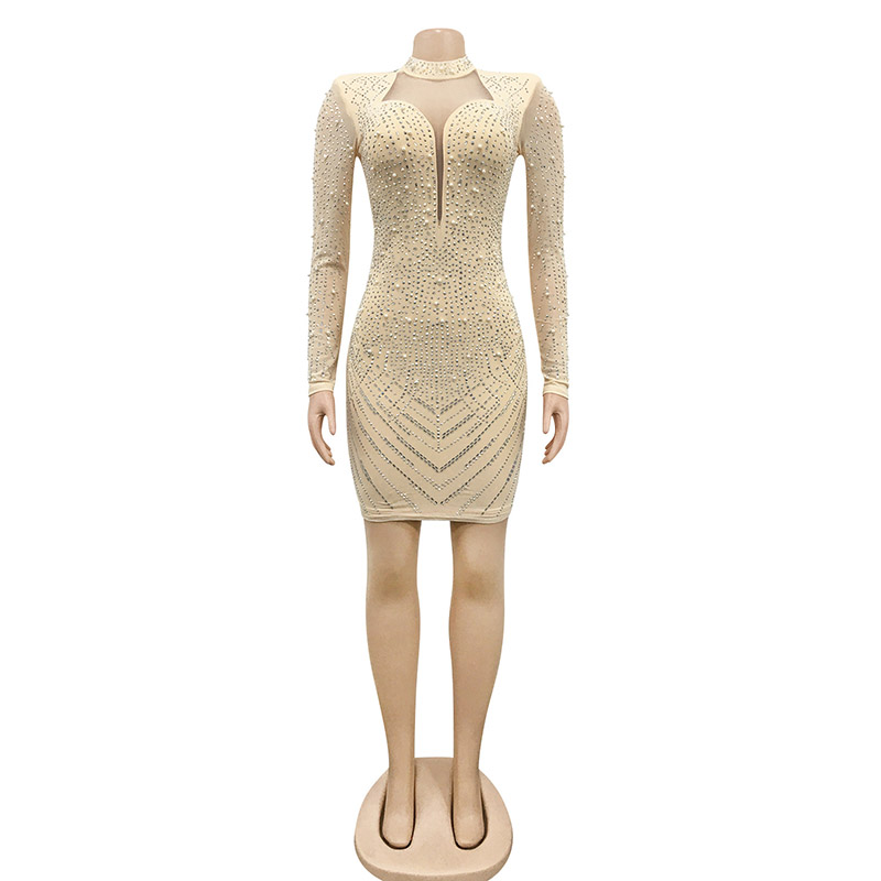 All Over Rhinestone Bodycon Mini Dress #88211591116