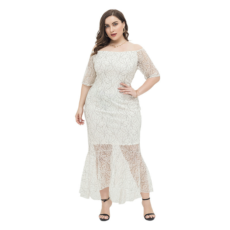 Floral Dress in White-Plus Size #88211591145