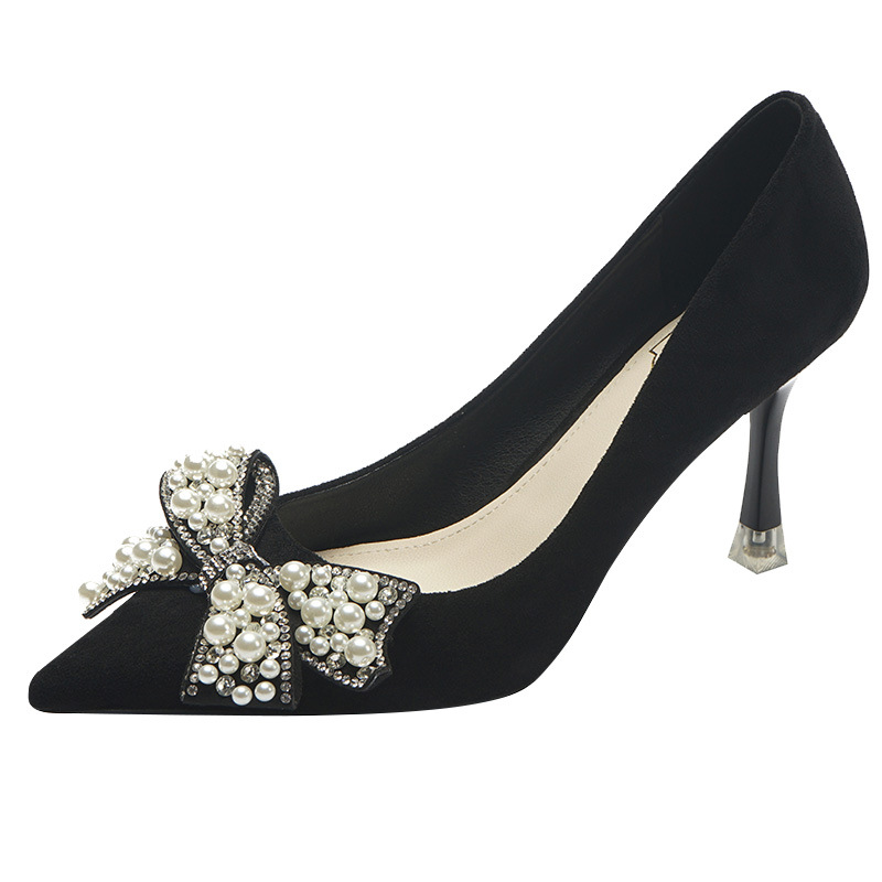 Double Bow Pearl-Embellished Pointed-Toe Pumps #88211591184