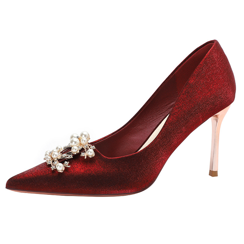 Pearl-Embellished Red Heels #88211591197