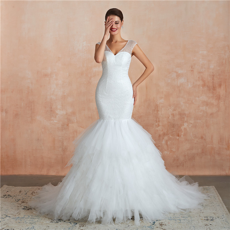 Cascading Ruffles Mermaid Wedding Dress #88211592153