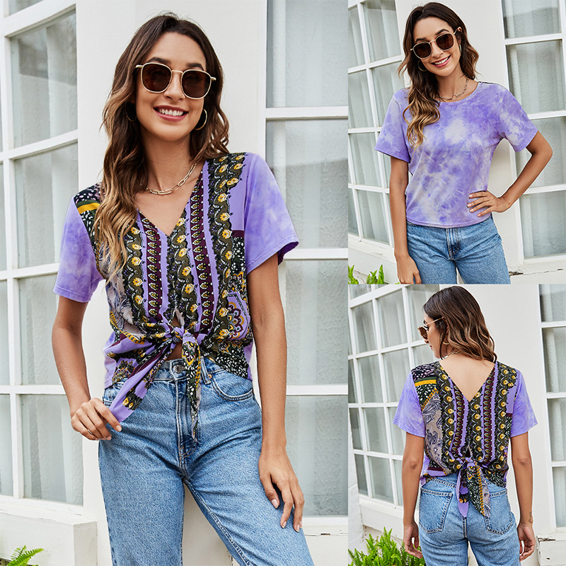 Reversible Floral Print Front Tops #88211592164