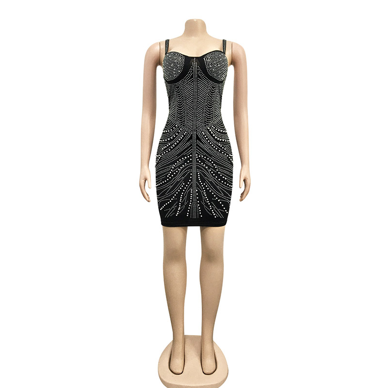 Sparkly Rhinestones Spaghetti Strap Bodycon Mini Dress #88211592171