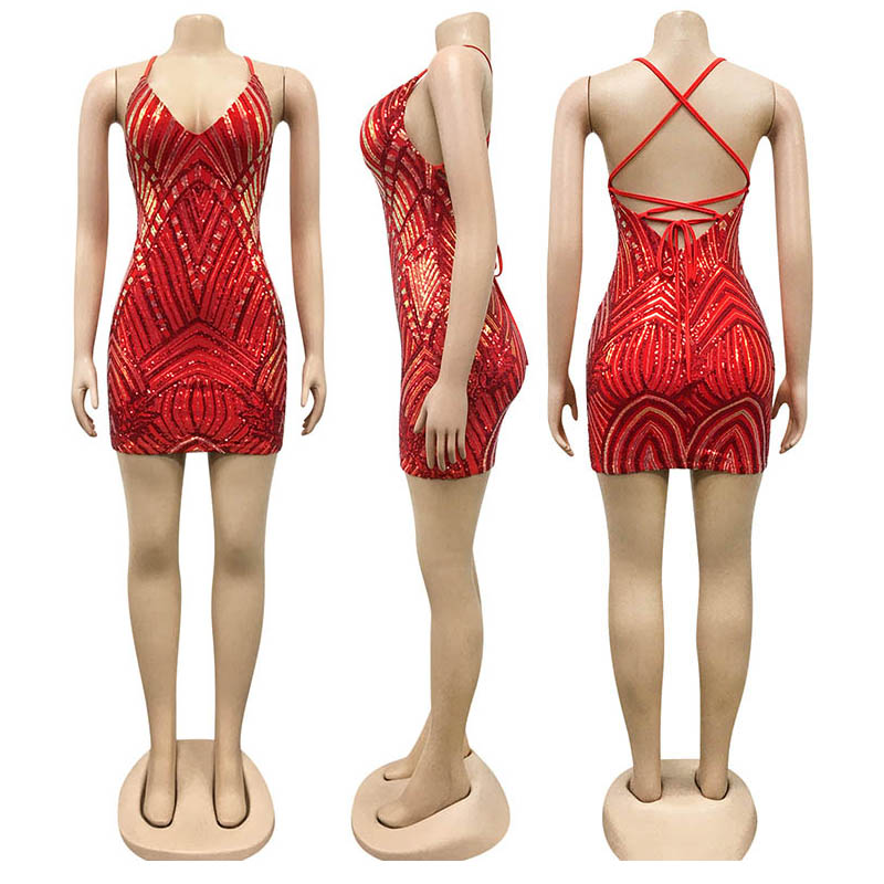 Backless Dress-Sparkly Sequin Bodycon Mini Dress #88211592221