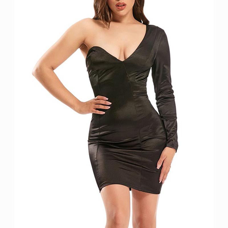 One Shoulder Mini Bodycon Dress 88211592302 Shop Good Quality Black One Shoulder Mini Bodycon 