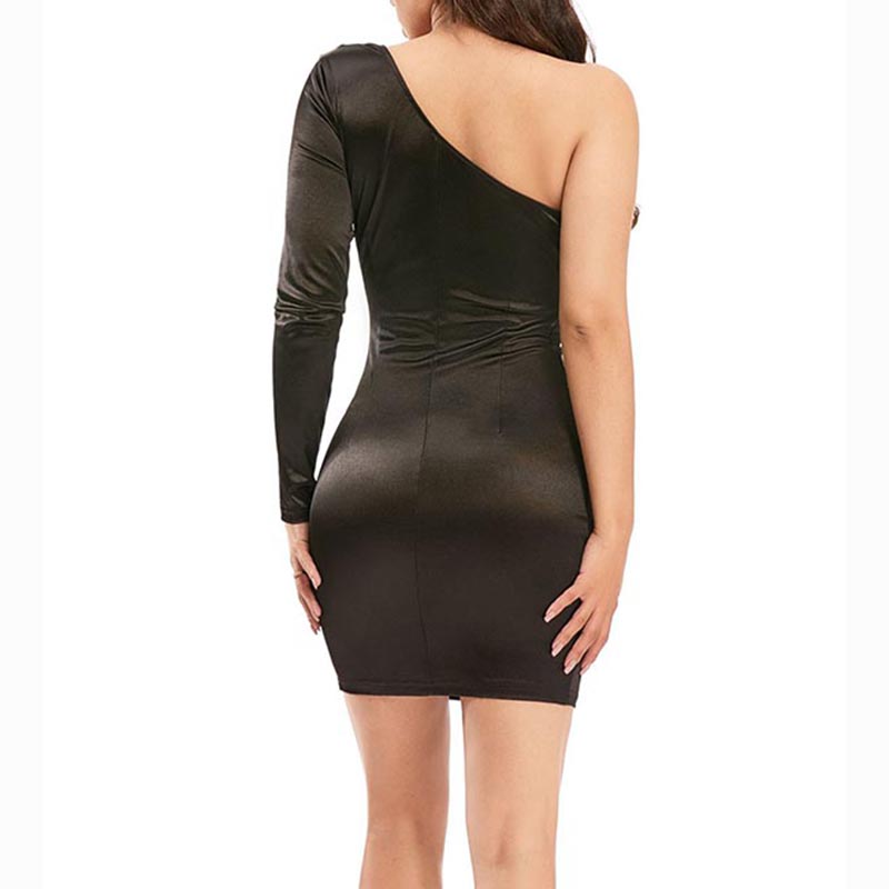 One Shoulder Mini Bodycon Dress 88211592302# Shop Good Quality Black ...