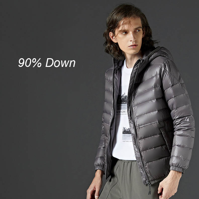 Hooded Down Jacket With Pockets for Men 88211592307#