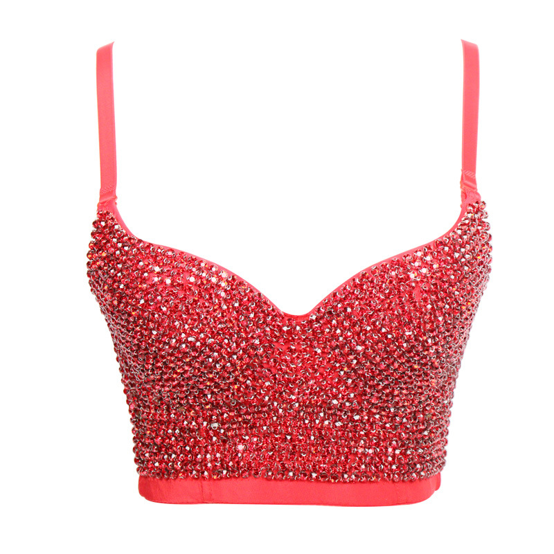 Stunning Rhinestone Sweetheart Corset Bra Spaghetti Straps Bustier Top ...