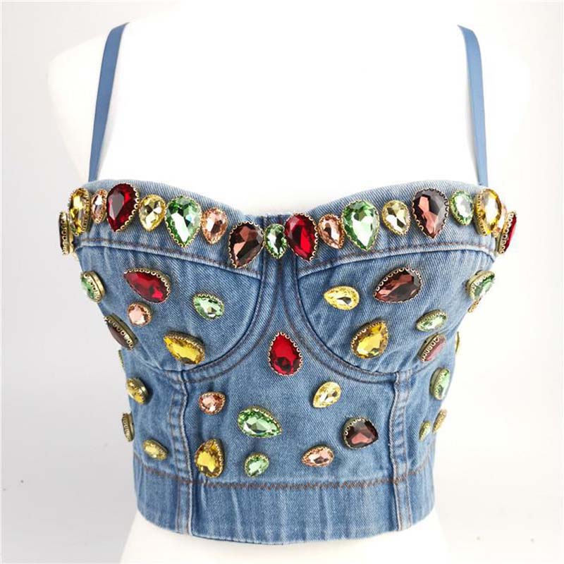 Sparkling Rhinestone Sweetheart Corset Bra Bustier Top 88211592341#