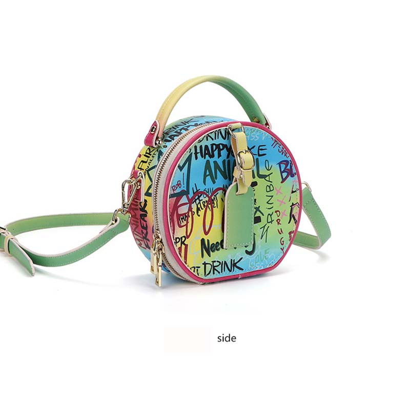Graffiti Handbag Circle Bag 88211592392# Graffiti Print Handbag Round ...