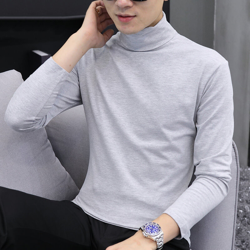 Men's Solid Turtleneck T-Shirt 88211592421# Multicolor Plus Size Men's ...