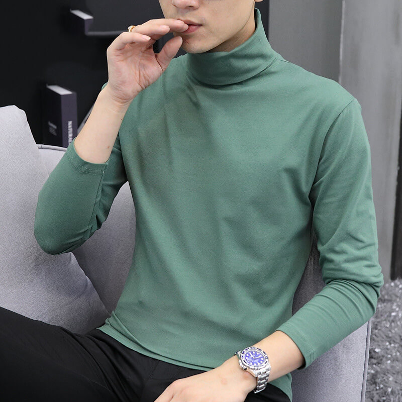 Men's Solid Turtleneck T-Shirt 88211592421# Multicolor Plus Size Men's ...