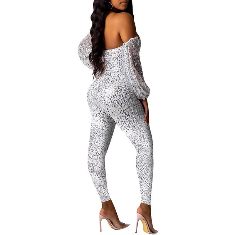 Sparkling Off Shoulder Jumpsuit&Romper for Women 88211592430# Sparkling ...