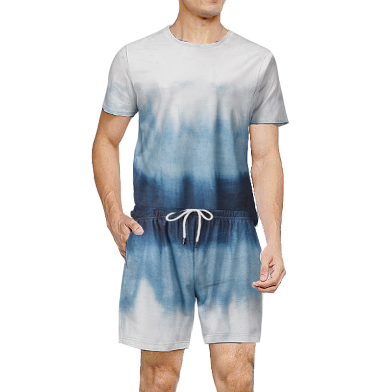 Men's Ombre Short Sleeve Tee and Shorts 88211592526#