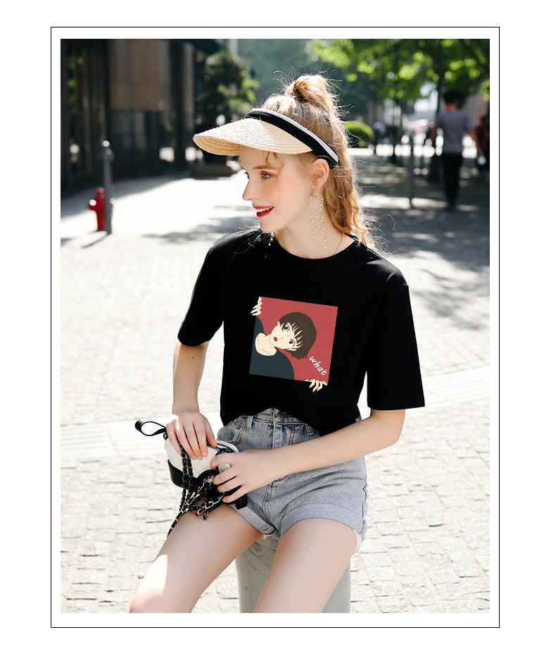 Womens Pattern Printed T Shirt Tops Summer Short Sleeve Shirts Ladies Cotton Tees 8888505935#